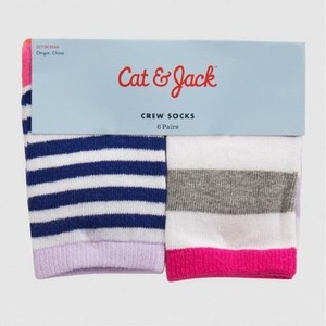 2T-3T 2214 Girls Cat /& Jack 6 Pack Crew Socks Select Size 6-12M,12-24M