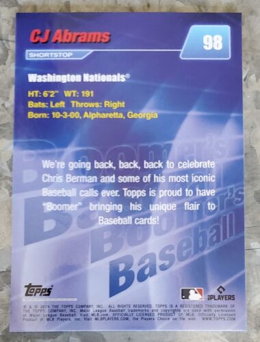 #98 CJ Abrams 2024 Topps X Chris Berman Boomers Béisbol - Imagen 2 de 2