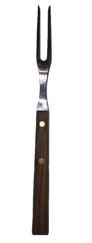 De colección R.H. Researchner Co Talla Servir Tenedor Torneado Mango Madera Acero Inoxidable Brasil