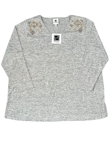 Eaze Wear by Antthony Long Sleeve Designer Shirt Womens Size 3XL Soft Bling NWT - Picture 3 of 10