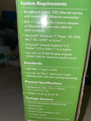Netgear G54/N150 Wireless Router WNR1000 4-Port - Picture 4 of 6