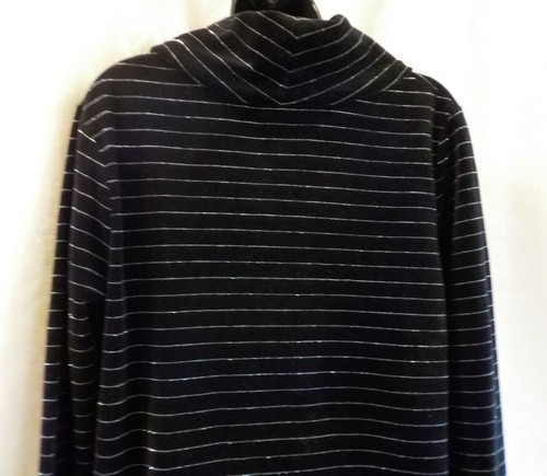 Kim Rogers Velour Cowl Neck Sweater Size PM NWT Black Sparkle Stripe Manga larga - Imagen 7 de 12