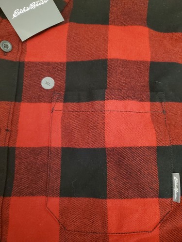 Eddie Bauer Men's Shirt XL 100% Cotton Red & Black Plaid NWT - Picture 6 of 10