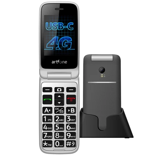 Seniorenhandy G3 | Klapphandy mit Notruftaste | 4G | Zeitansage | Grau