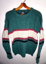 Vintage Woolrich Wool Sweater Mens Large 80s Knit Pullover Green Fisherman