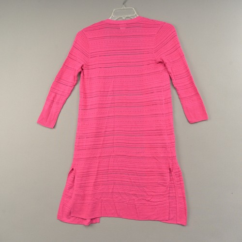 Chico’s Sweater Women’s XS Pink Rayon Textured Pointelle Knit Open Cardigan - Picture 3 of 10