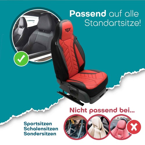 Fundas de asiento de cuero adecuadas para Land Rover Range Rover Evoque 1 negro-rojo APOL502 - Imagen 8 de 11
