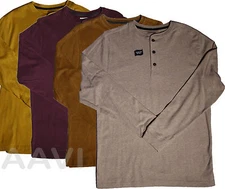 St Johns Bay Henley Solid Polo Mens Soft Comfort Cotton Top Long Sleeve Shirt