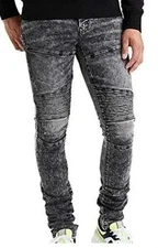 American Eagle Men's Black Acid Wash Next Level Flex Stacked Jeans 30x32 Biker