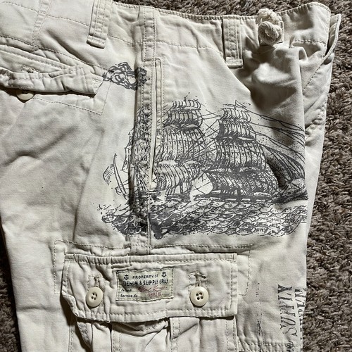Ralph Lauren Denim Supply Cargo Shorts Size 31 Beige Nautical Ship Paratrooper - Picture 4 of 8