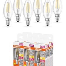 6er Sparset OSRAM E14 Kerzen LED Lampe SUPERSTAR+ CLASSIC klar dimmbar 2,2W