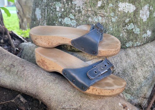 Sandalias de ejercicio de madera azul marino Dr. Scholls originales de colección para mujer talla 6 - Imagen 1 de 7