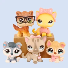 5PCS Mini Pet Shop LPS Figure Toy Shorthair Cat Wolf  Collect Kid surprised Gift