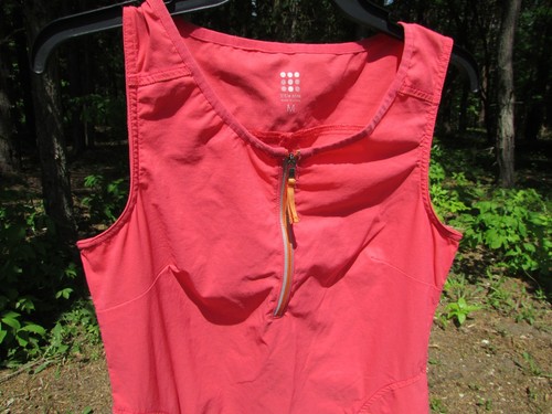 Title Nine Coral Pink Sleeveless Side Pockets 1/4 Zip Round Neck Dress Size M - Picture 2 of 6