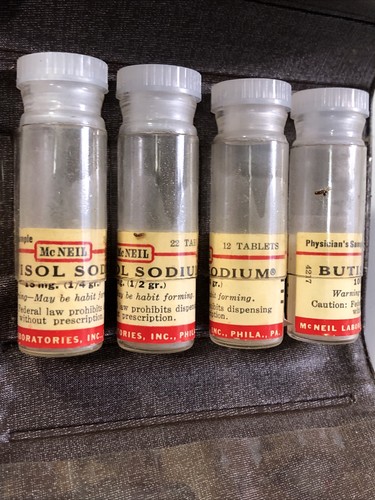 Vintage Posten 2 Butisol Natrium Butabarbital Flasche Fläschchen Beutel McNeil leere Flaschen! - Bild 7 von 14