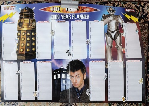 Daily Mirror Doctor Who Cybermand & David Tennant A2 Poster Year Planner 2009 - Imagen 2 de 3