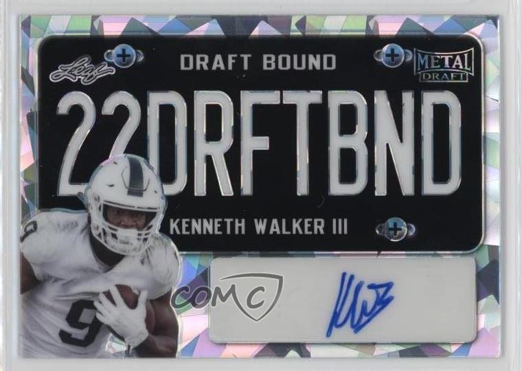 Kenneth Walker III Leaf Metal Draft Bound Autographs #DBKW2 Silver Crystal