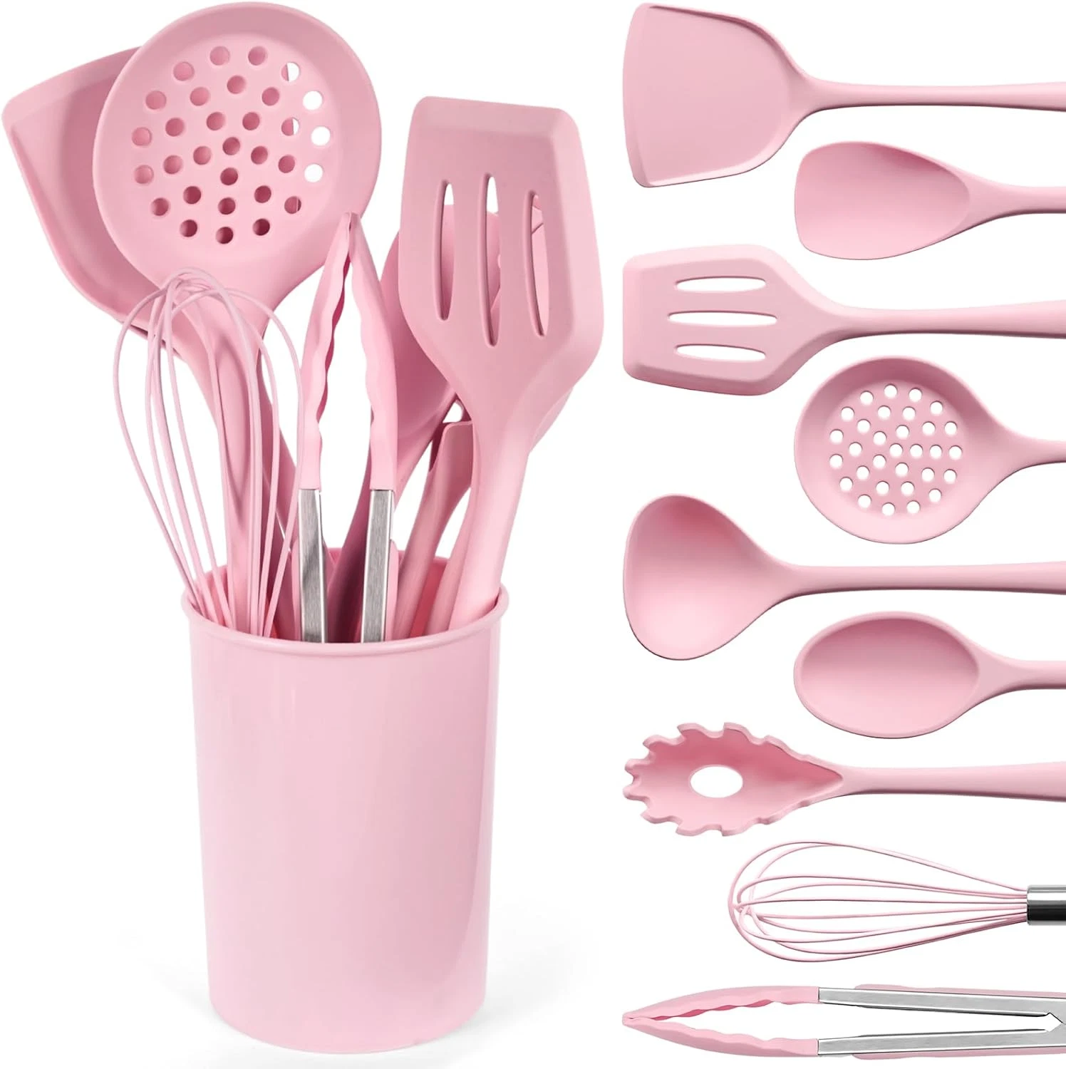 Kitchen Utensils Set, 10PCS Non-Stick Silicone Cooking Utensils Set, 446°F Heat