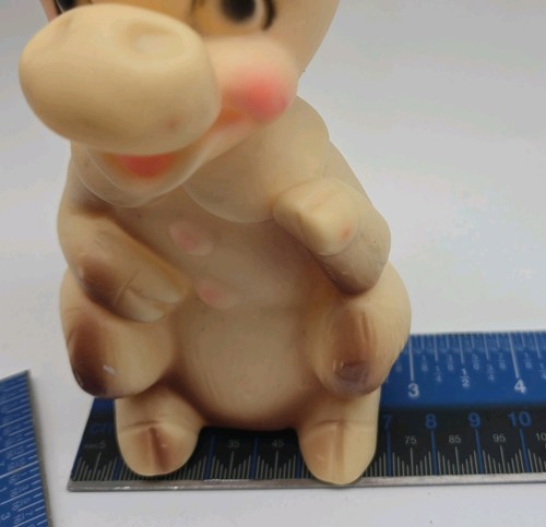 1950s Dairy Cow Rubber Squeak Squeeze Bath Toy With Hat Milk Vintage Works - Picture 12 of 13