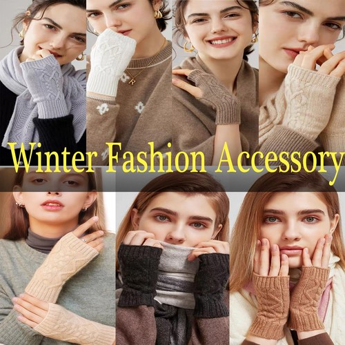 4 Pairs Knitted Fingerless Gloves for Women Winter Thumbhole Wrist Warmer Men... - Picture 6 of 6