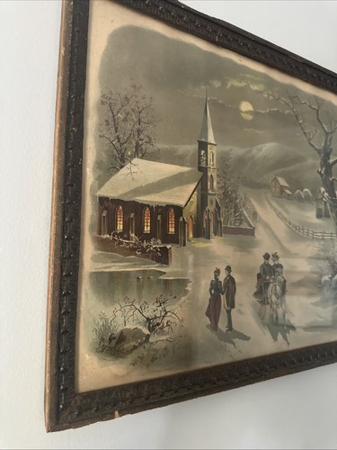 Vintage Holzrahmen Joseph Hoover & Sohn Philadelphia Copyright 1887 Kirche Wisc - Bild 2 von 14