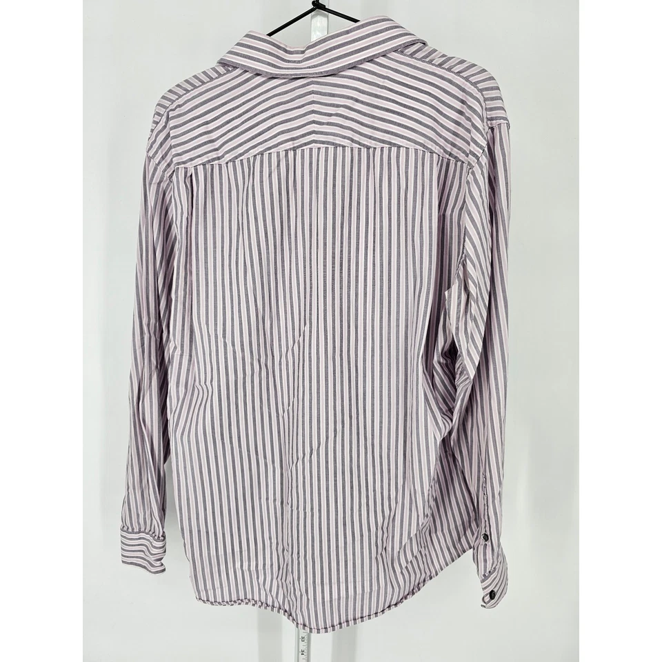 Camisa de vestir Apt 9 para hombre talla L manga larga abotonada rosa gris a rayas Foto 3 de 3