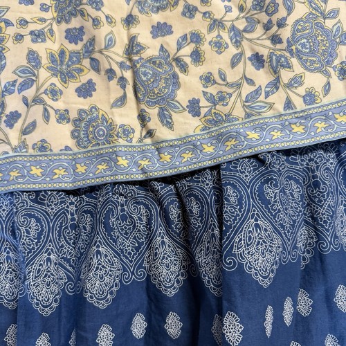 J. Jill Bauernrock Paisley Blumen Bohemian blau creme Baumwolle & Leinenmischung L - Bild 2 von 5