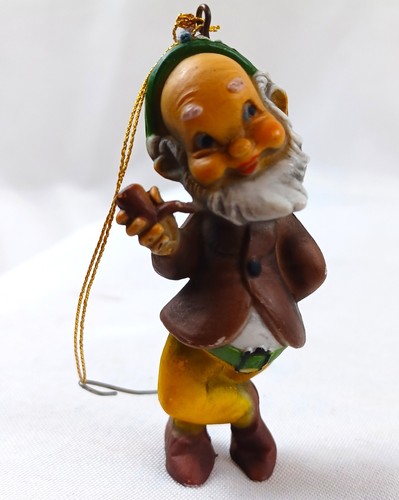 Vintage Dwarf Set of 6 Christmas Ornament 80's Hong Kong Rare HTF Fantacy - Picture 5 of 9