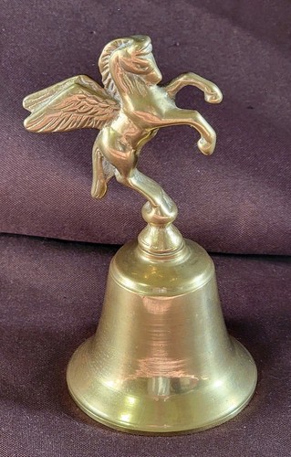 Campana de latón con mango de caballo alado Pegaso de colección 5,5" - Imagen 3 de 8