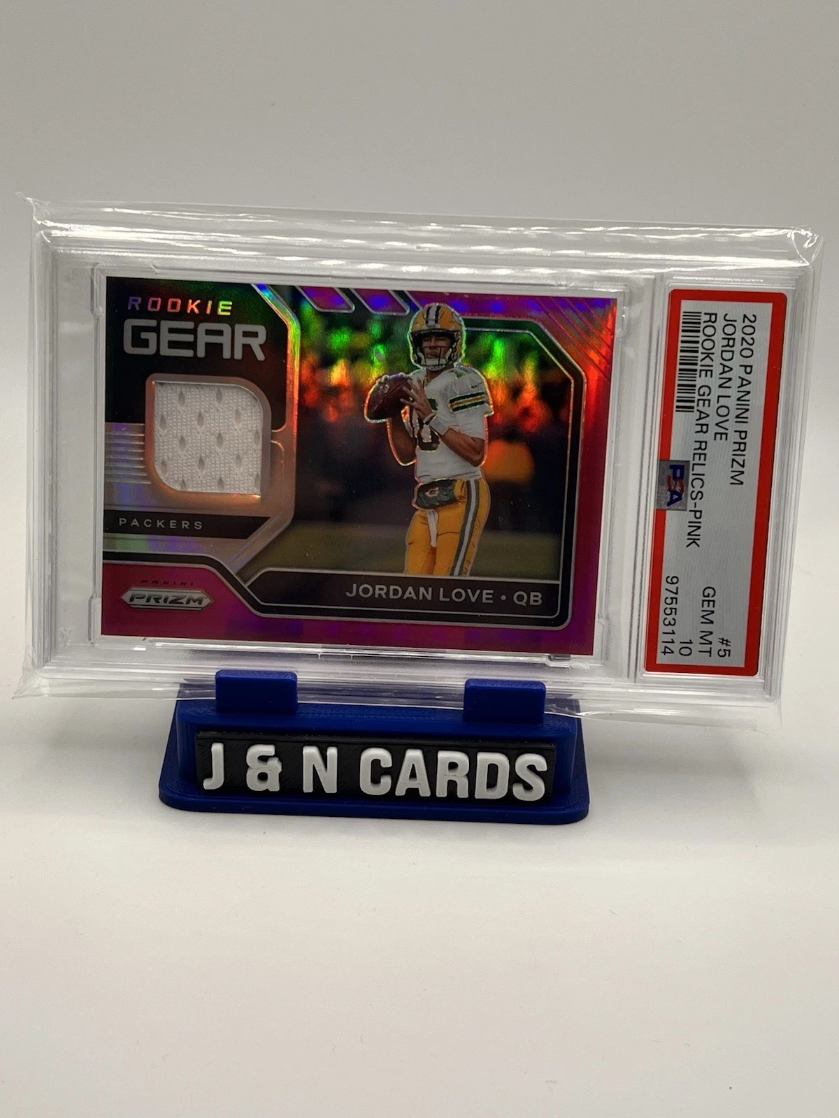 Jordan Love Panini Prizm Rookie Gear Relics #5 Pink