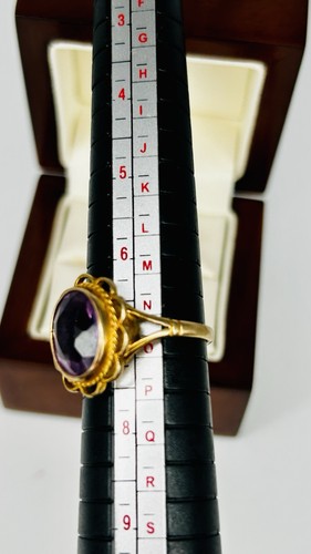 π Beautiful Multi-Faceted Amethyst Solitaire 9ct Yellow Gold Ring β¨ - Picture 7 of 13