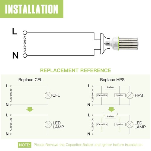 100 Watt LED Corn Light (Replace 400W MH/HPS) High Bay Corn Bulb E39 Mogul Base - Picture 10 of 10