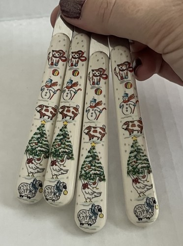 Vtg International Country Christmas Stainless Flatware - 8 Teaspoons Spoons - Picture 3 of 5