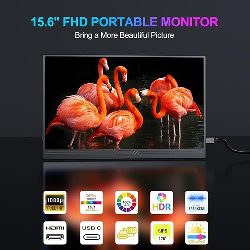 15,6 Zoll Tragbarer IPS-Monitor 120Hz FHD 1080P - Ideal für Gaming & Mobile Work - Bild 3 von 7