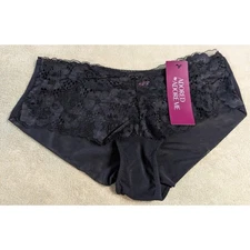 Adore Me Adored Payal Hipster Panties S Black Lace Floral Flowers Sheer Stretch