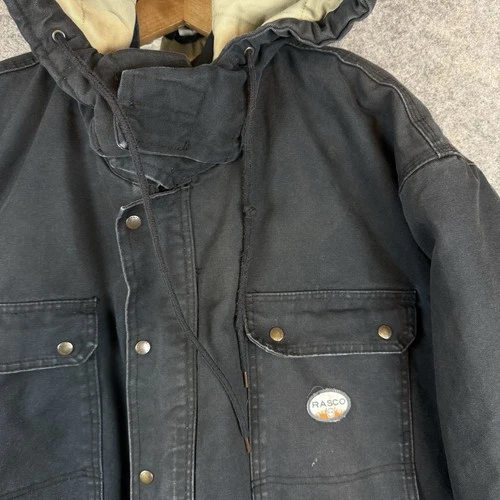Rasco FR Flame Resistant Work Jacket Mens XXL Quilted Canvas Coat CAT4 Hooded image 5