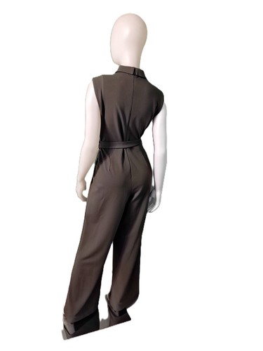 Calvin Klein Womens Olive Green Wide Leg Sleeveless Jumpsuit Size 8 - Picture 2 of 3