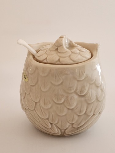 VTG OMC Otagiri Owl Sugar Bowl with Lid Ceramic Brown Tan Made in Japan MCM - Picture 7 of 13