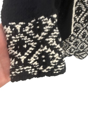 Lucky Brand Aztec Cardigan Sweater Black Cream Geometric Knit S Tribal Boho - Picture 4 of 6