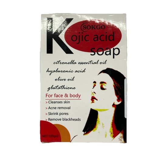 Kojic Acid Skin Brightening Soap 100 x 2 Bars Cleanses Acne Pores Blackheads - Picture 2 of 4