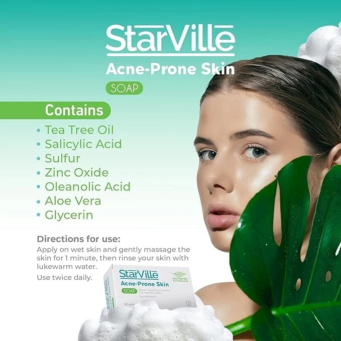 Starville Soap for Acne Prone Skin Daily Hygiene For Oily Skin ( 4 Pack X 90ml ) - Image 3 of 4