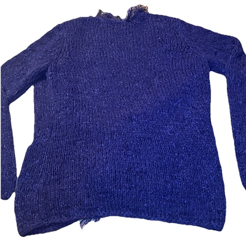 Cardigan Chico’s tg 2 (grande) viola frange maglione aperto tasche acrilico/nylon - Foto 7 di 10