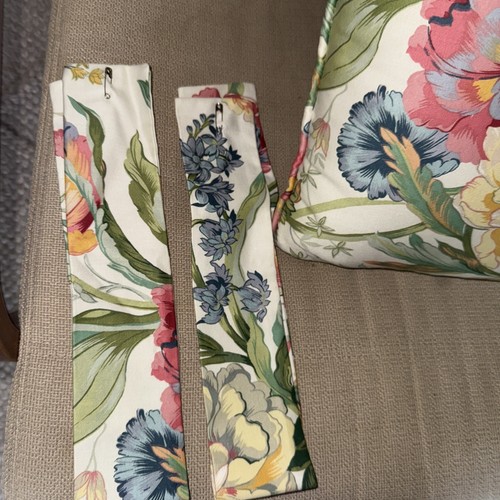 Vintage Vorhänge nach Maß Gefütterte Vorhänge Blumen & Karo 2 passende Dekokissen - Bild 7 von 8