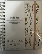 Threshold Botanical Flowers Daily Plans 6.37"x7.5" Faux Leather Planner Undated