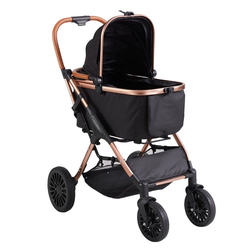 Pet Stroller 4 Wheels Dog Stroller with Brakes 66 lbs Weight Capacity - Picture 10 of 12