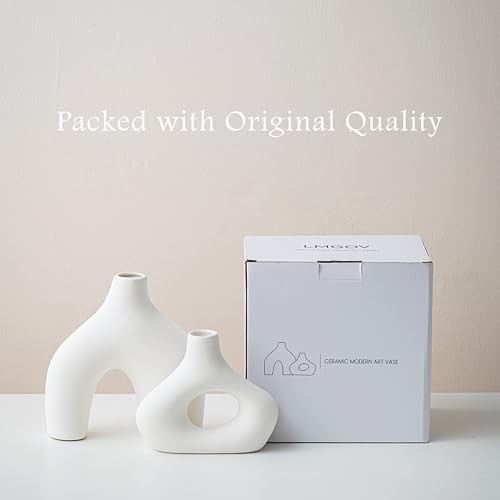 White Vase Home Decor, Set of 2 Modern Vase for Coffee Table Decor, Nordic - Picture 4 of 8