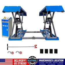 M&E 7700lbs Lifting Mid-Rise Scissor Lift 110V Pneumatic Release Car Lift Jacks