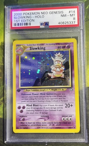 1st Edition Slowking Holo 14/111 SWIRL - Neo Genesis - PSA 8 NM-MT