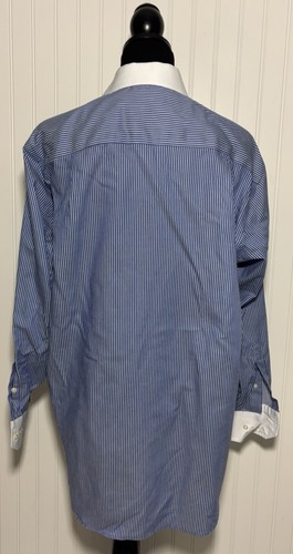 Donald J Trump Oxford Shirt Blue White Stripes Button Up Mens Size 16 32/33 - Picture 8 of 21