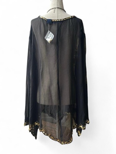 NWT Denim 24/7 Sheer Tunic Top Sequin Embroidery Sz 26W Goth Glam Statement Top - Picture 4 of 9